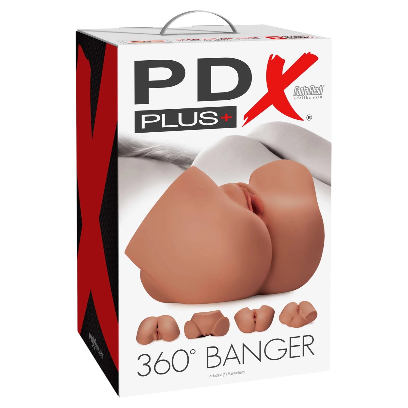 PDX Plus 360 Banger Dual-Entry Realistic Vagina and Ass Male Masturbator Tan