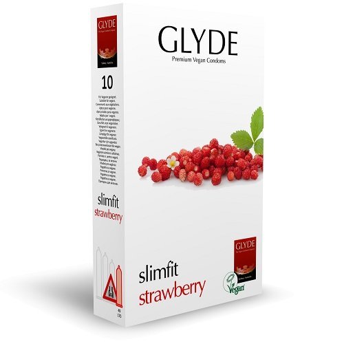 Glyde Slim Fit Strawberry Flavour Vegan Condoms 100 Bulk Pack