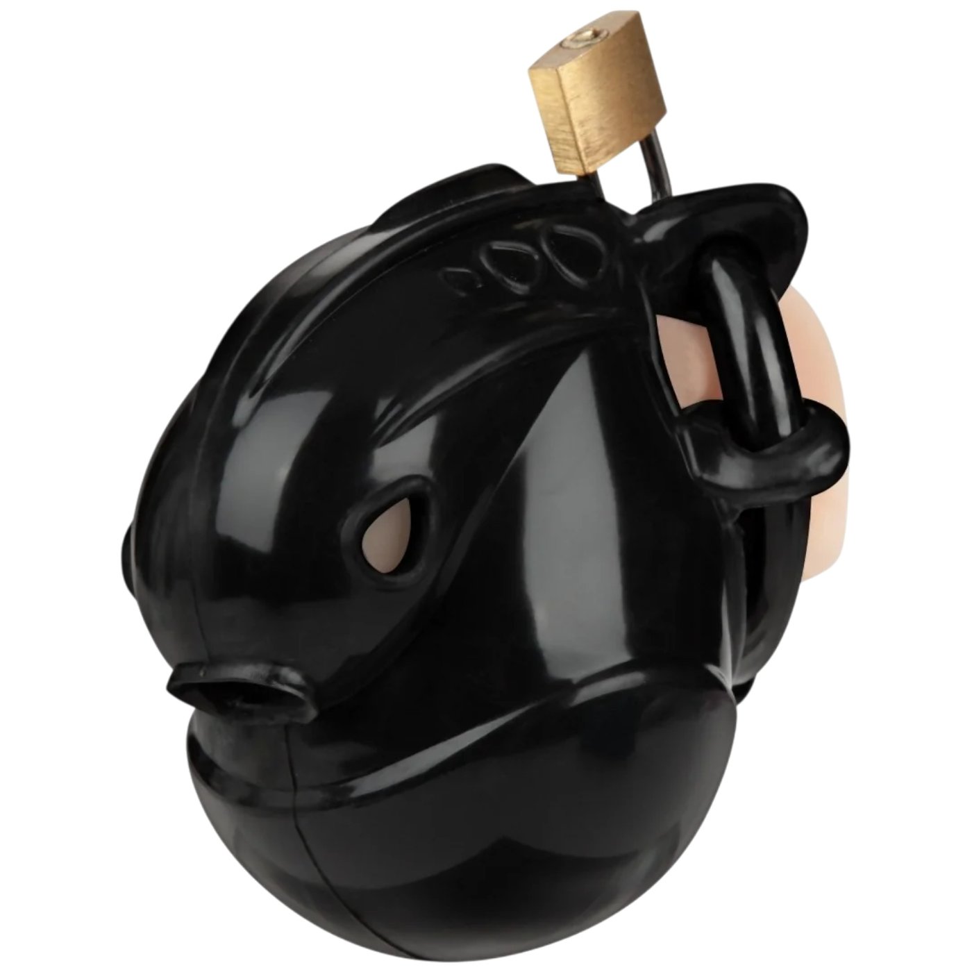 Blue Line Full Restraint Silicone Chastity Cage for Cock &amp; Balls Black