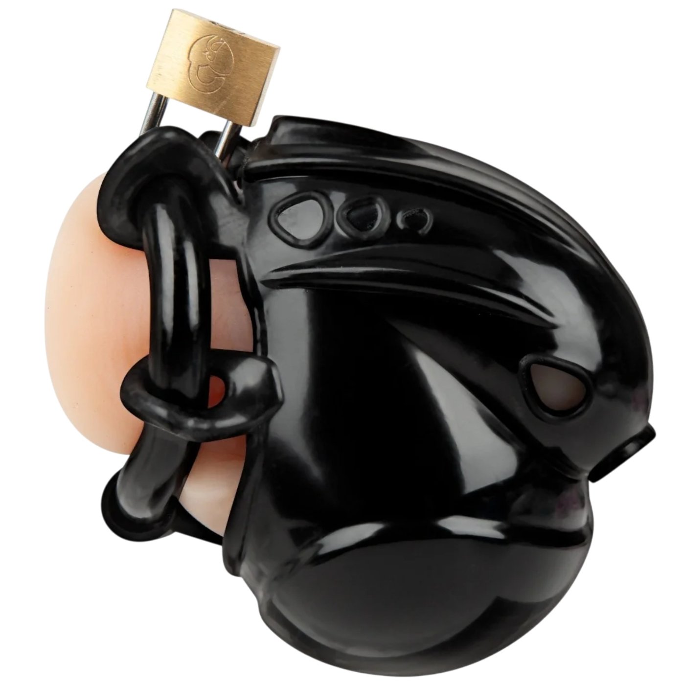 Blue Line Full Restraint Silicone Chastity Cage for Cock & Balls Black