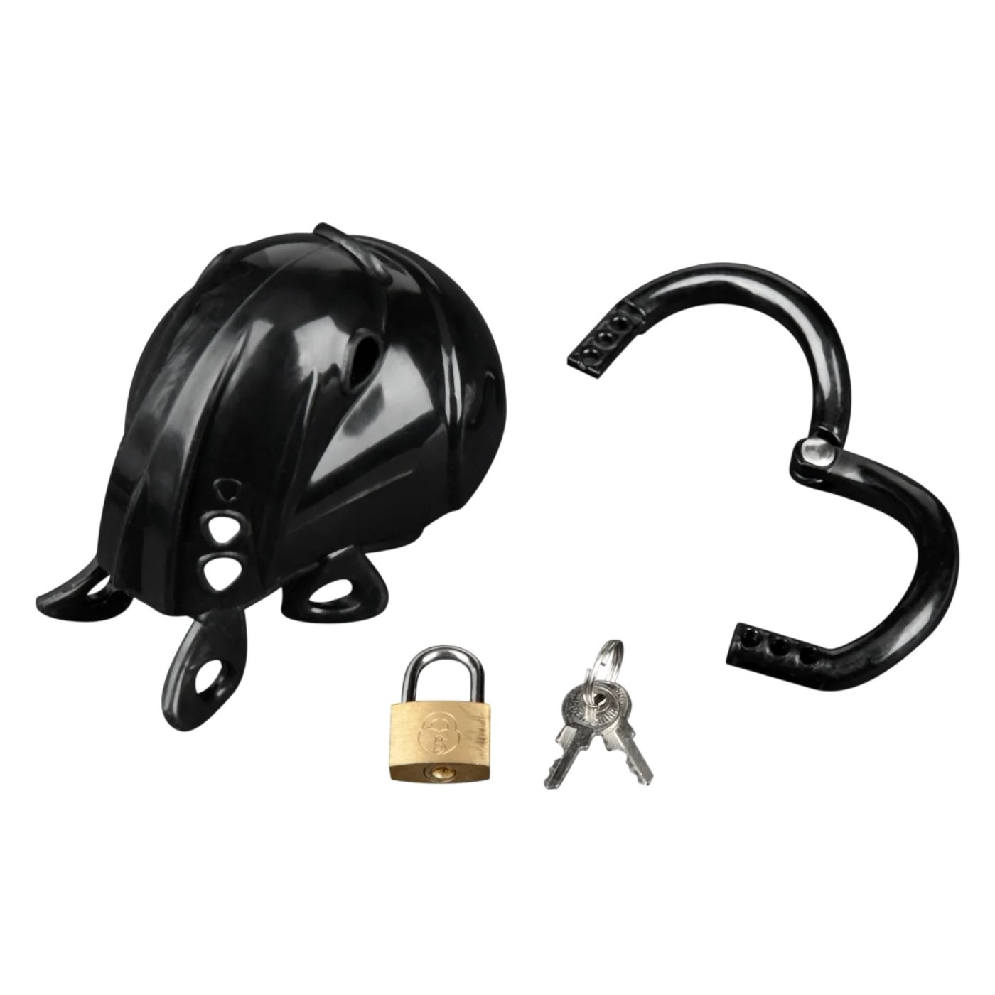 Blue Line Full Restraint Silicone Chastity Cage for Cock & Balls Black