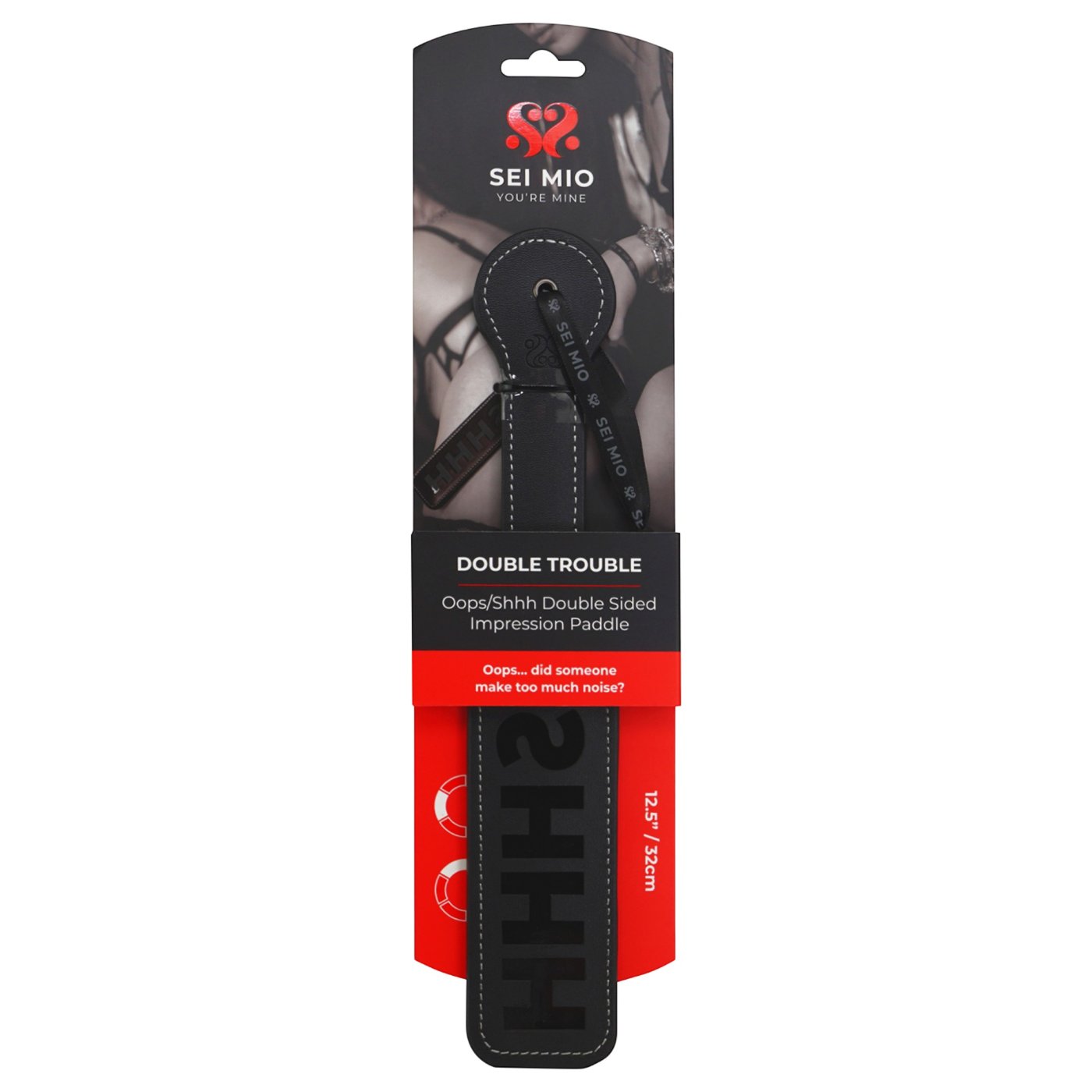 Sei Mio Double Trouble Oops/Shhh Spanking Paddle 12.5 Inch