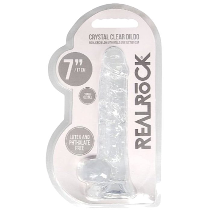 RealRock Crystal Clear Realistic Dildo with Balls 7 Inch