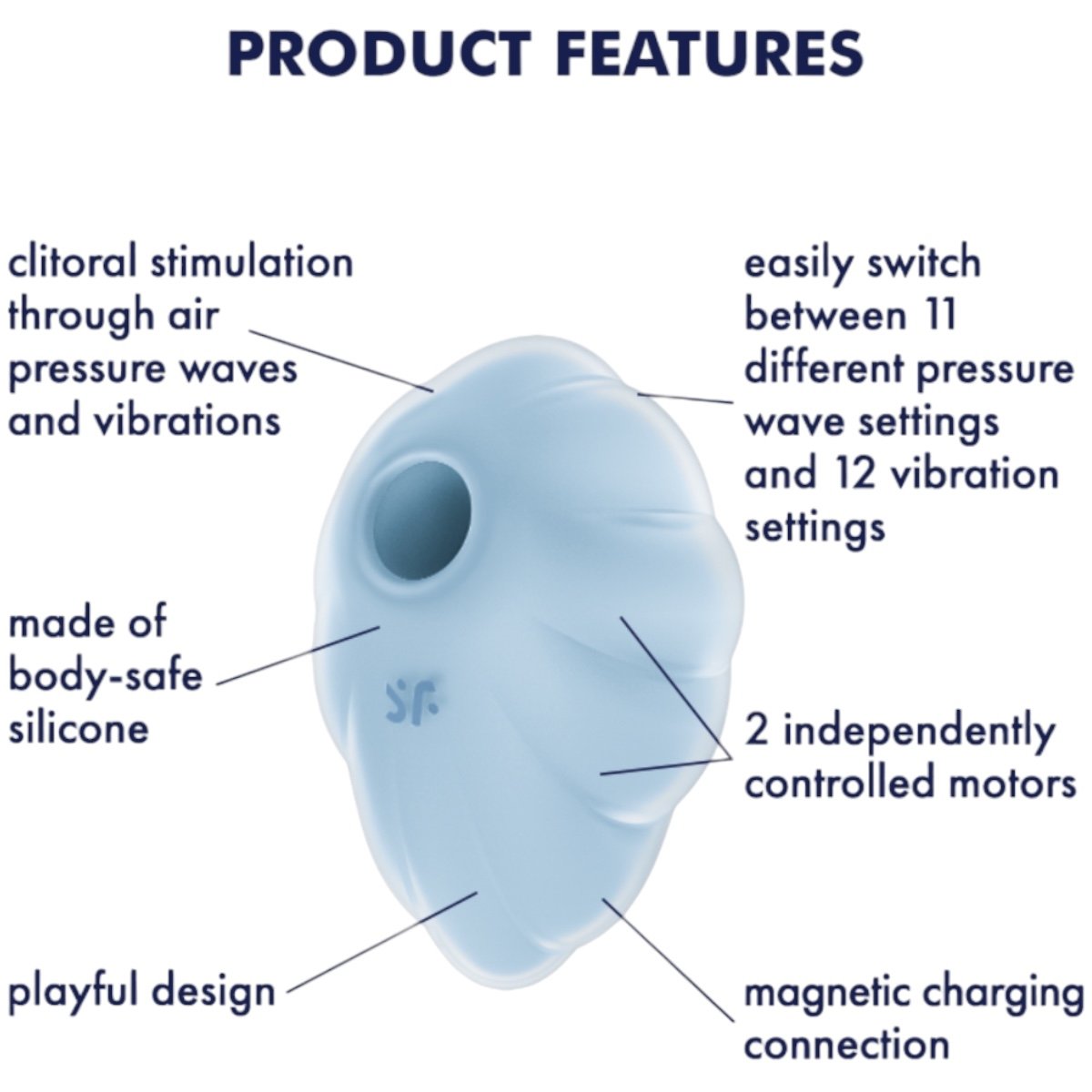 Satisfyer Cloud Dancer Double Air Pulse Clitoral Vibrator Blue