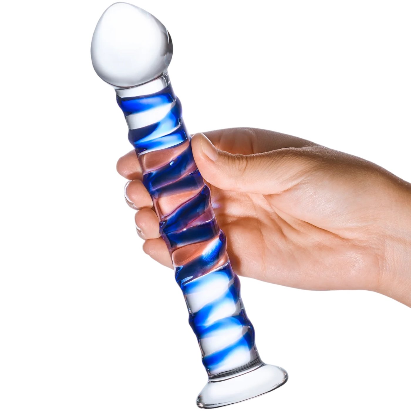 Glas Blue Spiral Glass Dildo 7.5 Inch