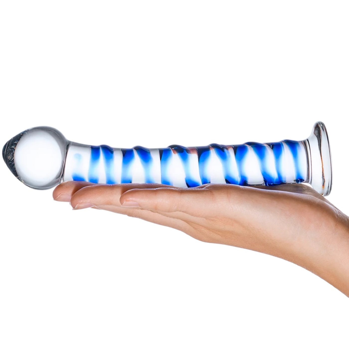 Glas Blue Spiral Glass Dildo 7.5 Inch