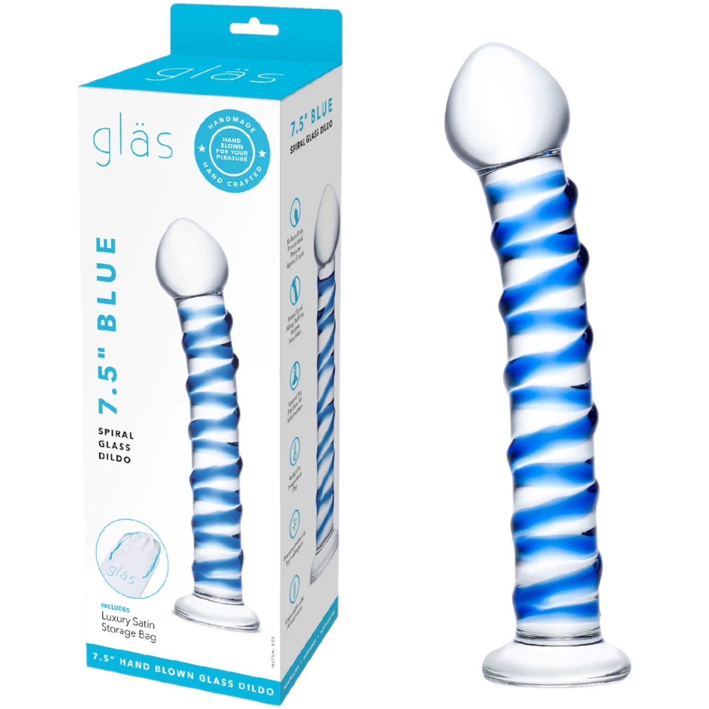 Glas Blue Spiral Glass Dildo 7.5 Inch