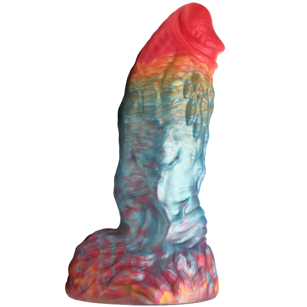 Creature Cocks Rainbow Phoenix Rechargeable Remote Silicone Dildo 6.75 Inch