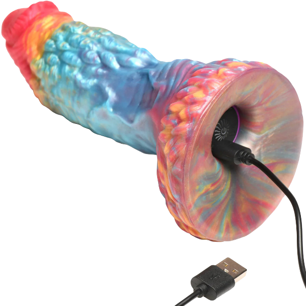 Creature Cocks Rainbow Phoenix Rechargeable Remote Silicone Dildo 6.75 Inch