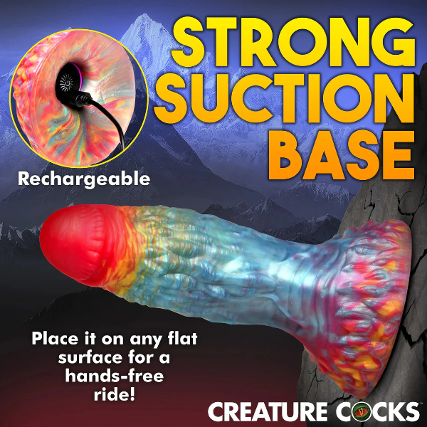 Creature Cocks Rainbow Phoenix Rechargeable Remote Silicone Dildo 6.75 Inch