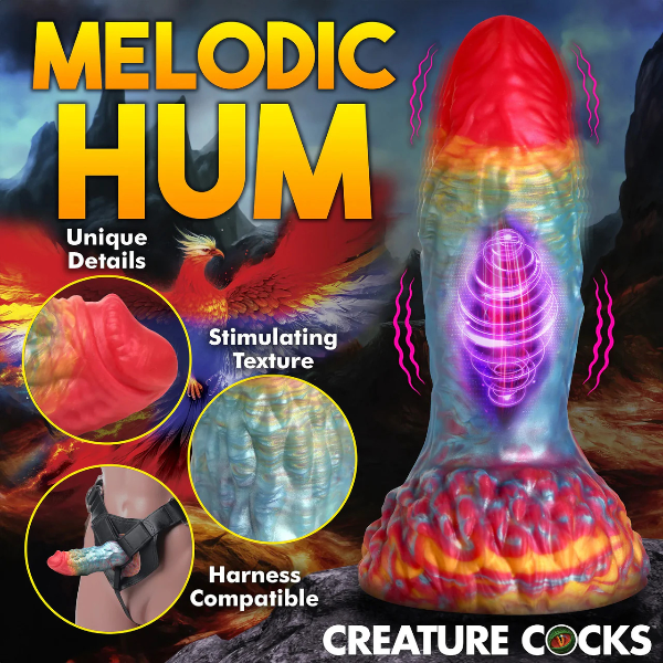 Creature Cocks Rainbow Phoenix Rechargeable Remote Silicone Dildo 6.75 Inch