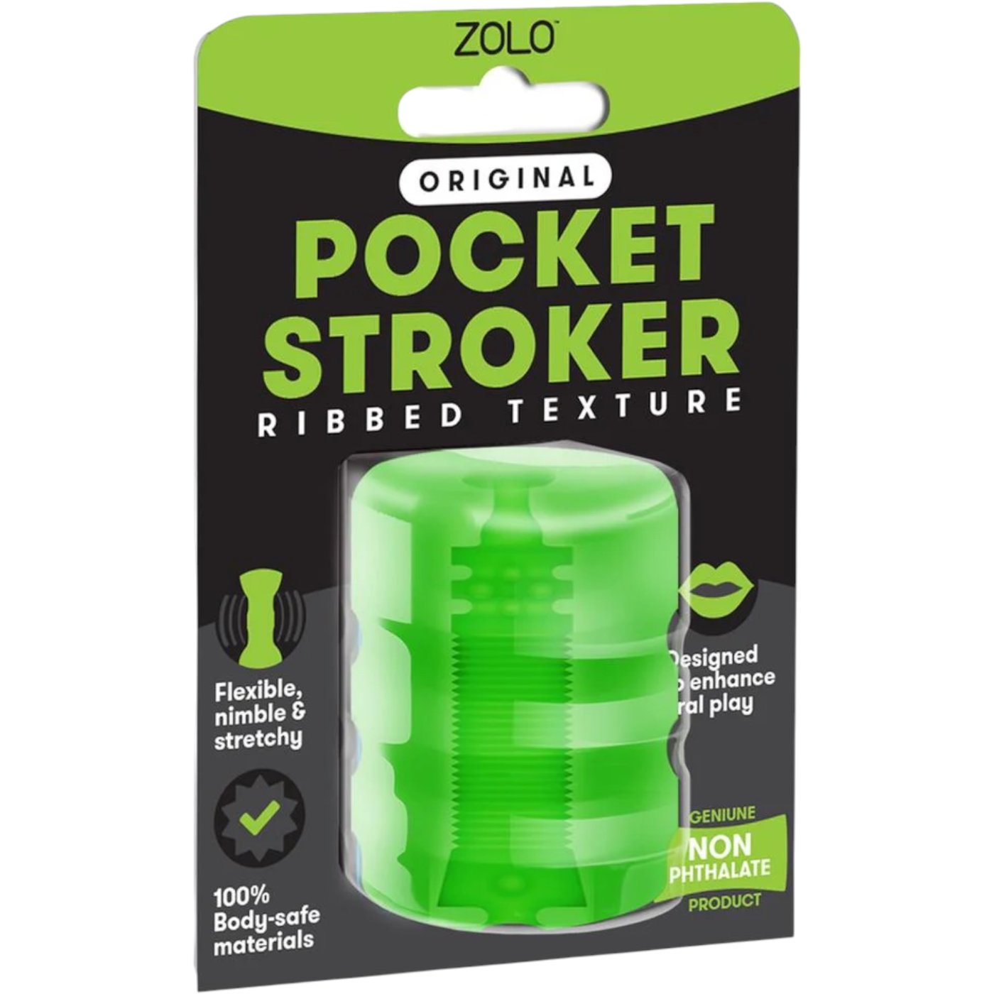Zolo Original Ribbed Texture Pocket Stroker Masturbator Green