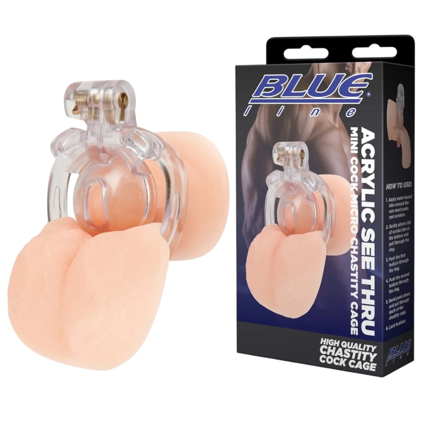 Blue Line Acrylic See Thru Micro Chastity Cage