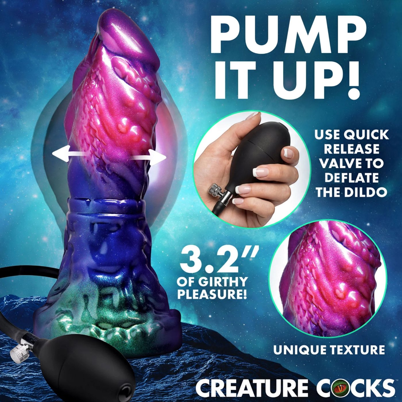 Creature Cocks Gorge Inflatable Silicone Dildo with Suction Cup