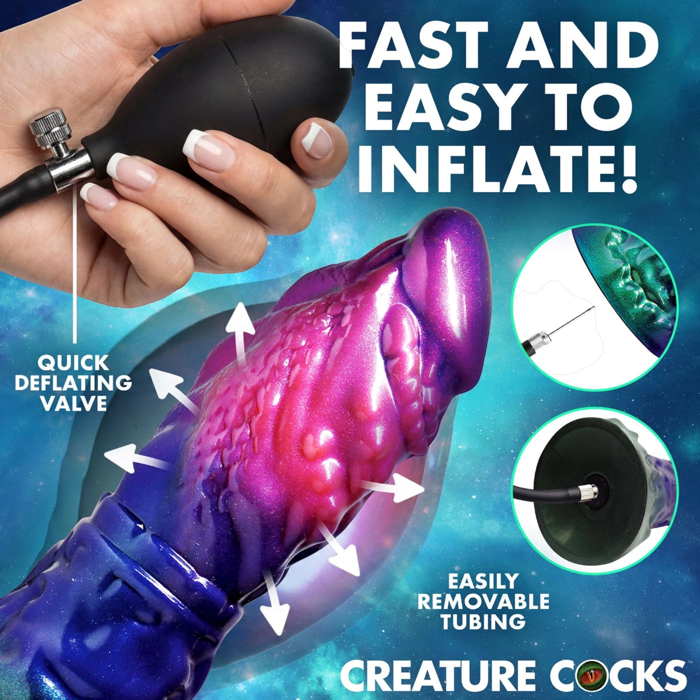 Creature Cocks Gorge Inflatable Silicone Dildo with Suction Cup