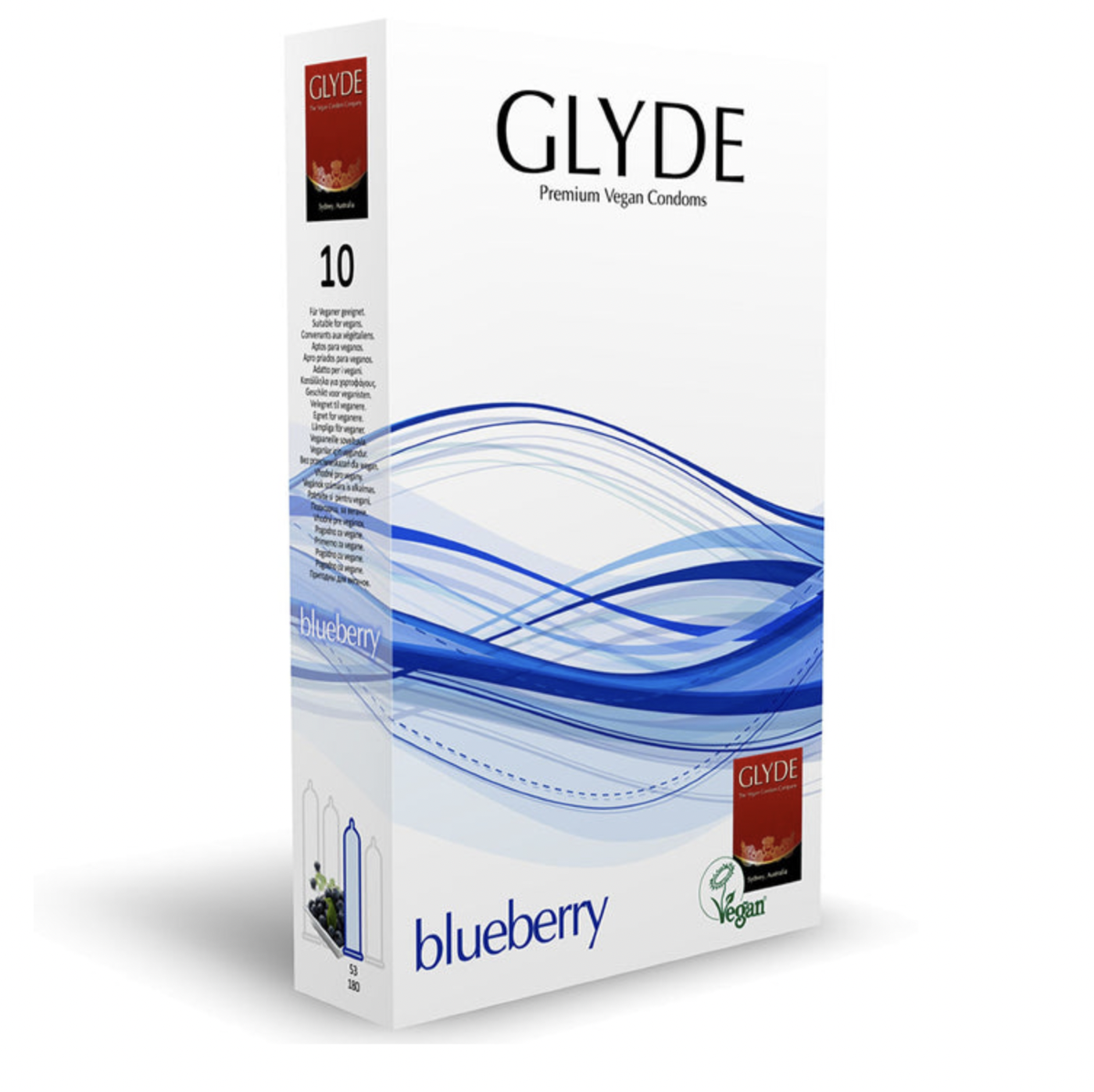 Glyde Blueberry Flavour Vegan Condoms 10 Pack