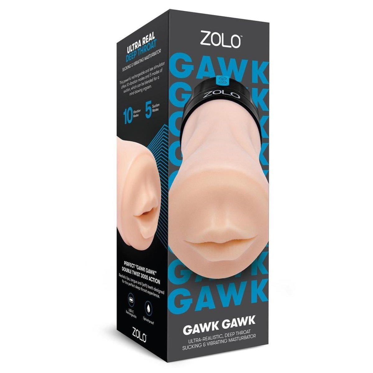 ZOLO Gawk Gawk Rechargeable Deep Throat Sucking & Vibrating Masturbator