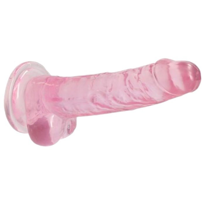 RealRock Crystal Clear Realistic Dildo with Balls Pink 7 Inch
