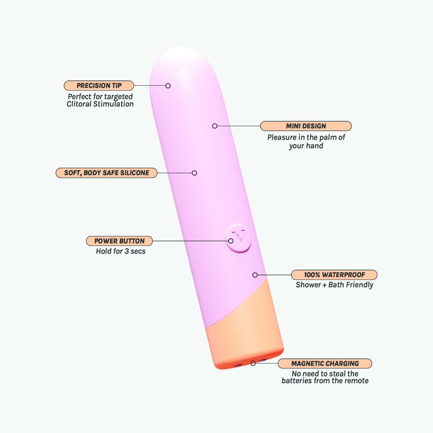 Vush Peachy Rechargeable Silicone Bullet Vibrator