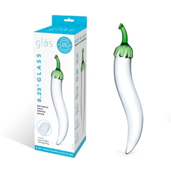 Glas Glass Naturals Chili Pepper Dildo Clear 8.2 Inch