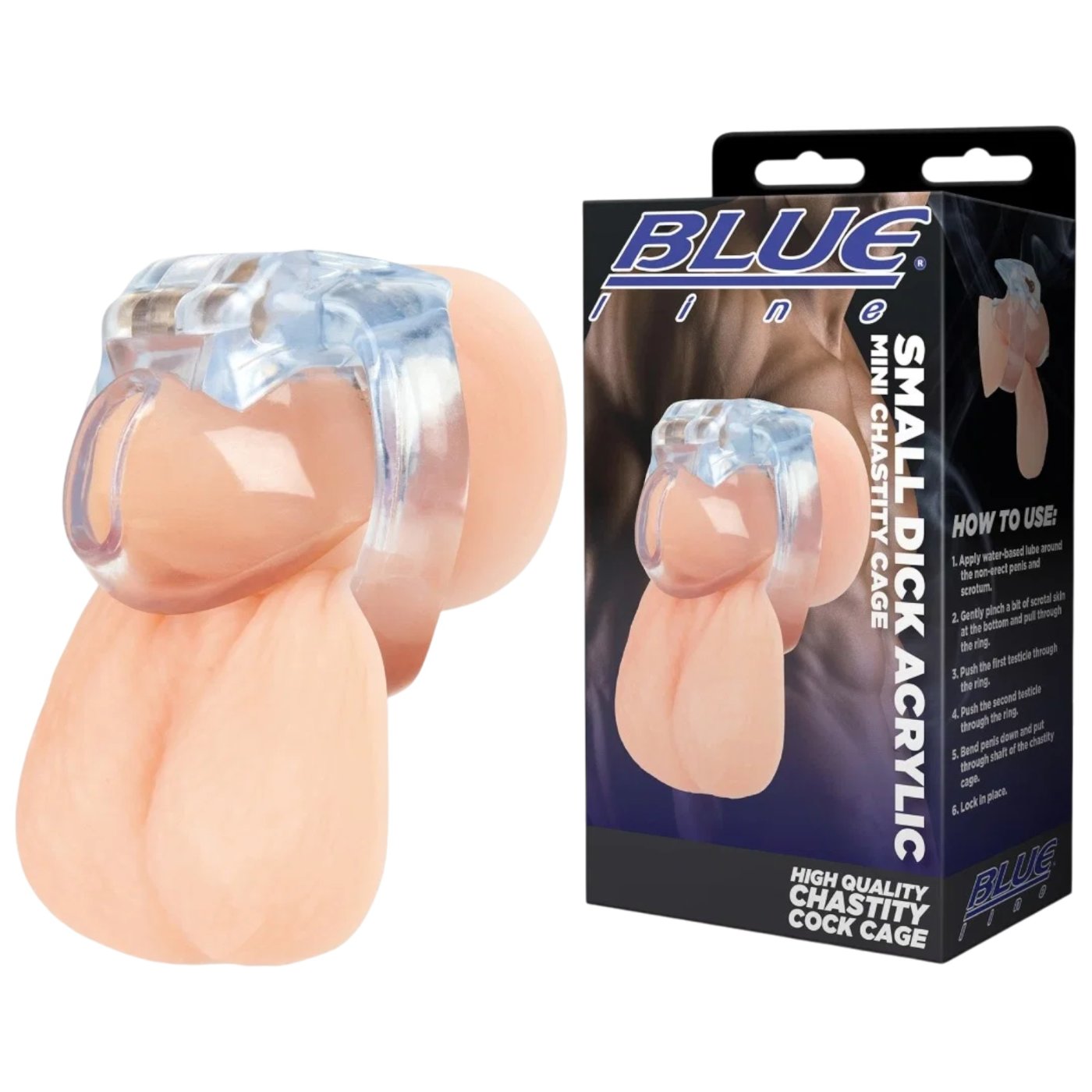 Blue Line Small Dick Acrylic Mini Chastity Cage