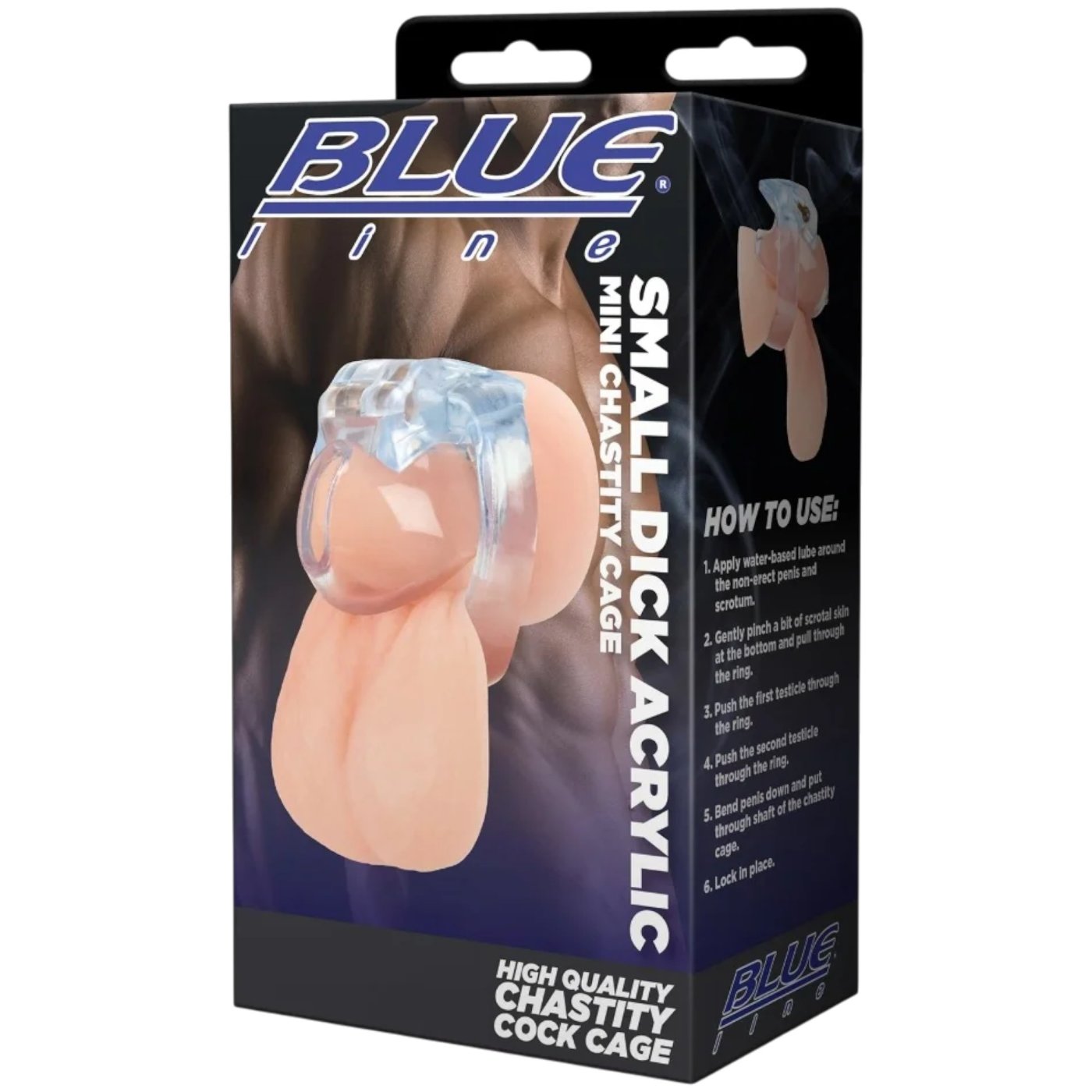 Blue Line Small Dick Acrylic Mini Chastity Cage