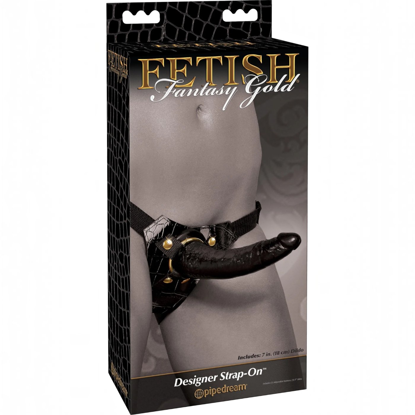 Fetish Fantasy Gold Designer Strap-On with 7 Inch Dildo and Adjustable Harness