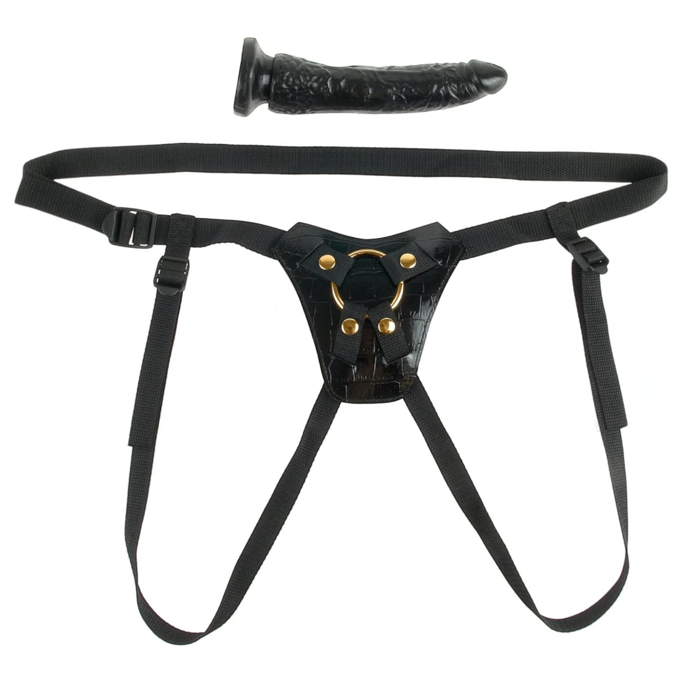 Fetish Fantasy Gold Designer Strap-On with 7 Inch Dildo and Adjustable Harness
