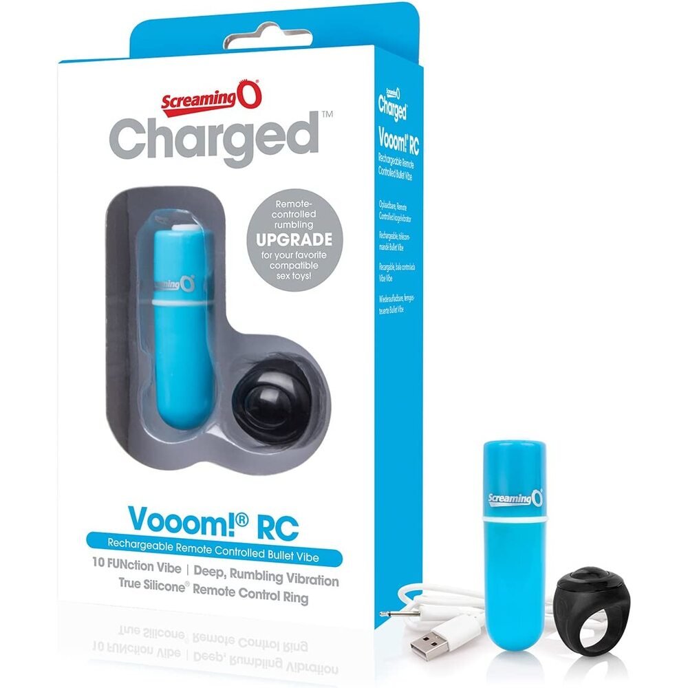 Screaming O Charged Vooom Remote Control Bullet Vibrator Blue
