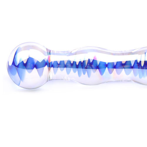 Blue Wavy Glass Dildo 7 inch