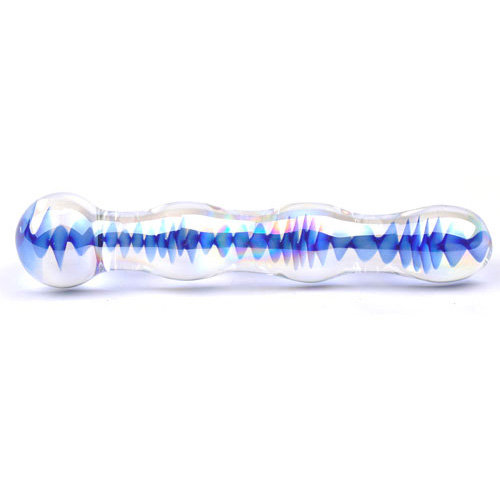 Blue Wavy Glass Dildo 7 inch