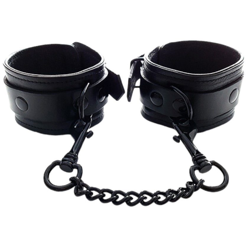 Rouge Garments Plain Black Leather Ankles Cuffs