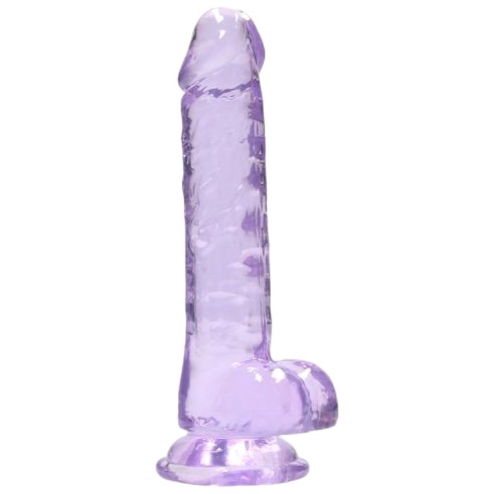 RealRock Crystal Clear Realistic Dildo with Balls Purple 7 Inch