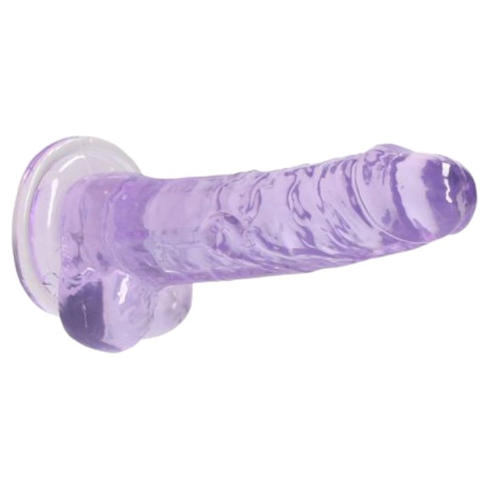 RealRock Crystal Clear Realistic Dildo with Balls Purple 7 Inch