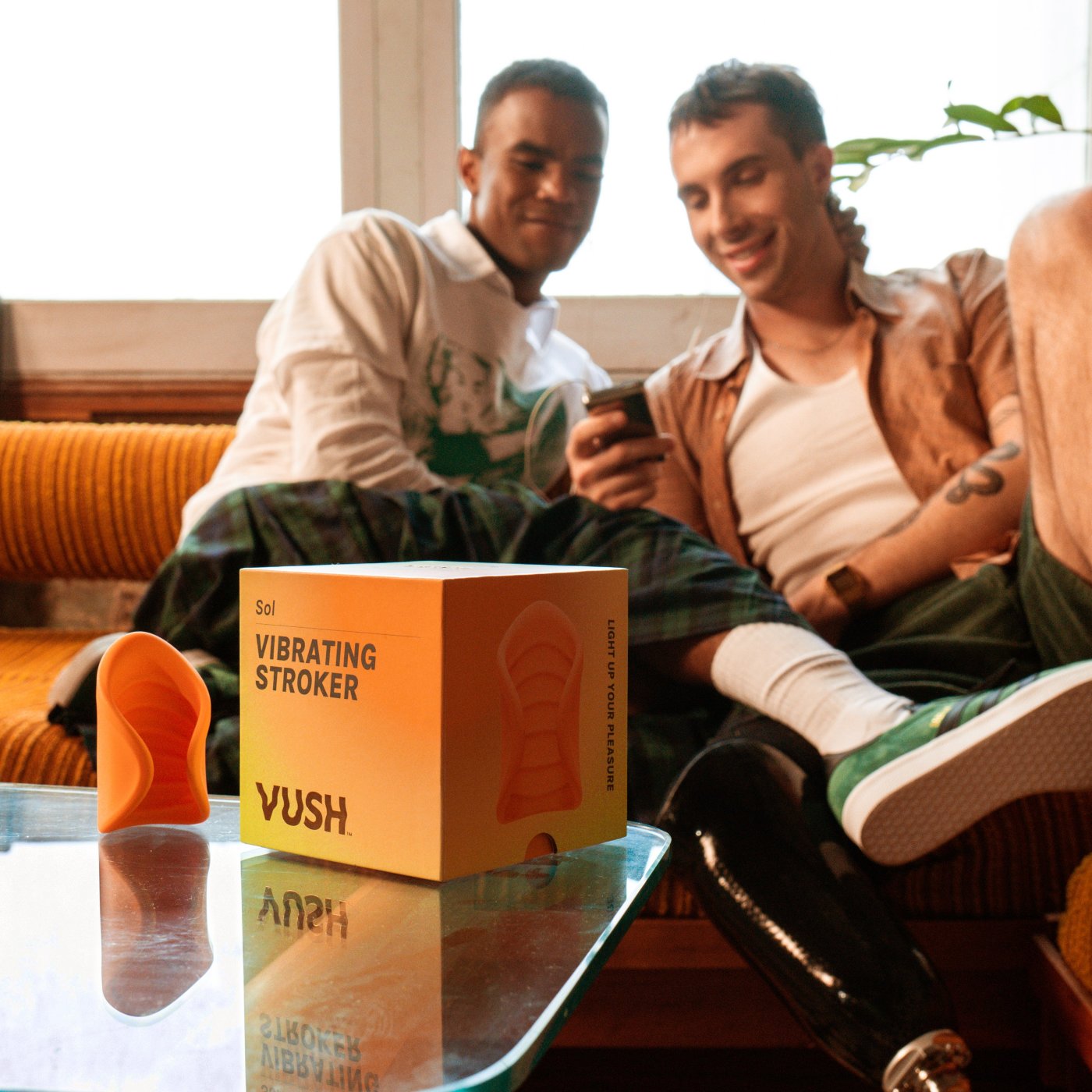 Vush Sol Rechargeable Couples Vibrating Penis Stroker