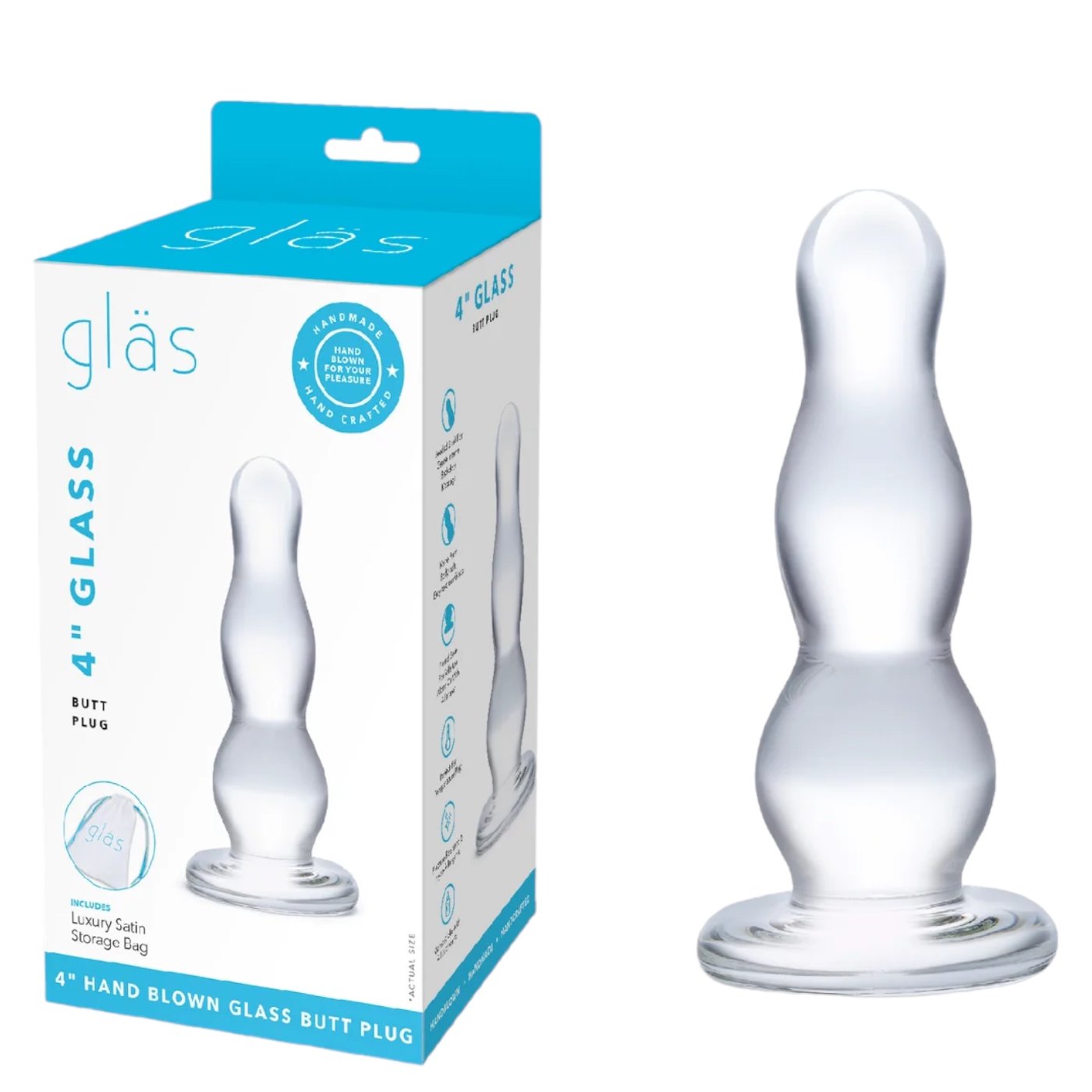 Glas Glass Butt Plug Clear 4 Inch