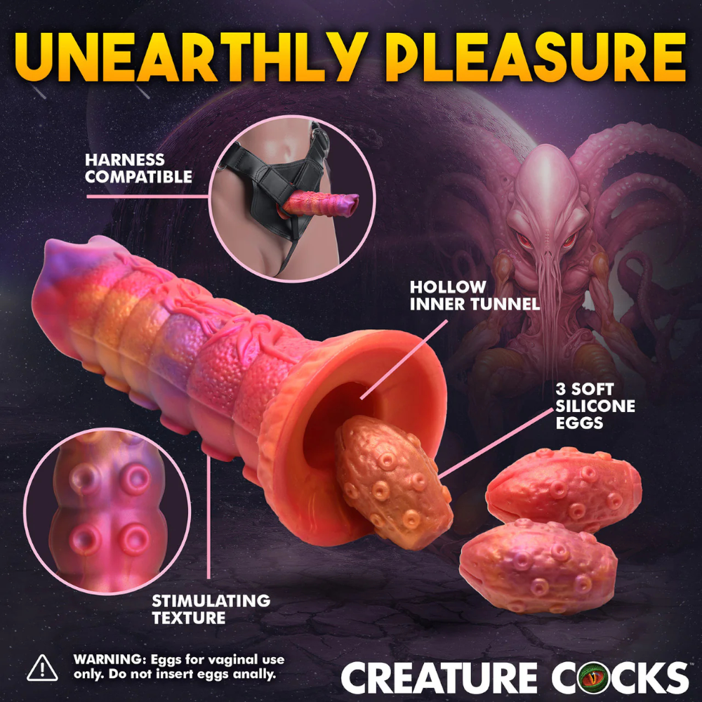 Creature Cocks Nymphoid Silicone Ovipositor Dildo with Eggs 6.5 Inch