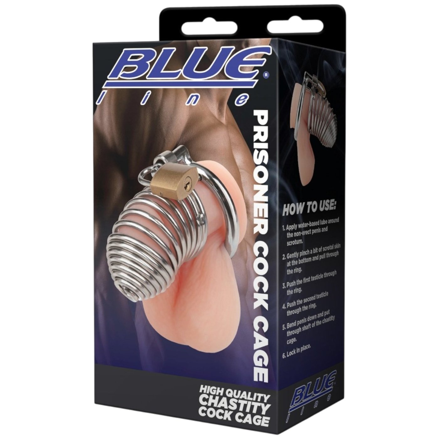 Blue Line Prisoner Spring Metal Chastity Cage