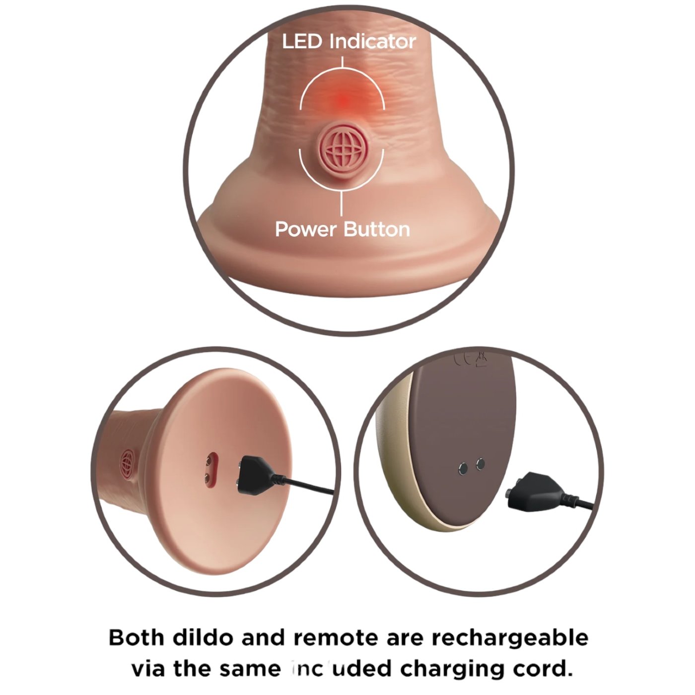 King Cock Elite Dual-Density Remote Control Vibrating Dildo 9 Inch