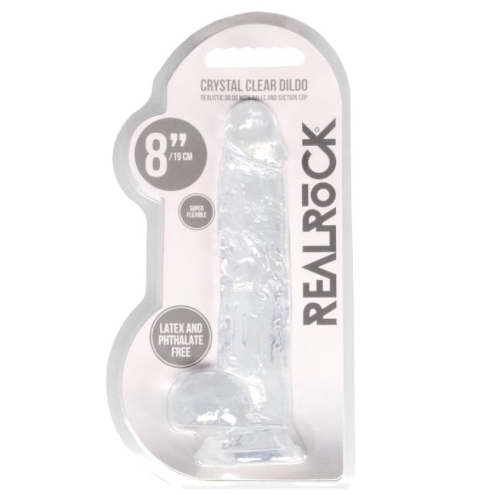 RealRock Crystal Clear Realistic Dildo with Balls 8 Inch
