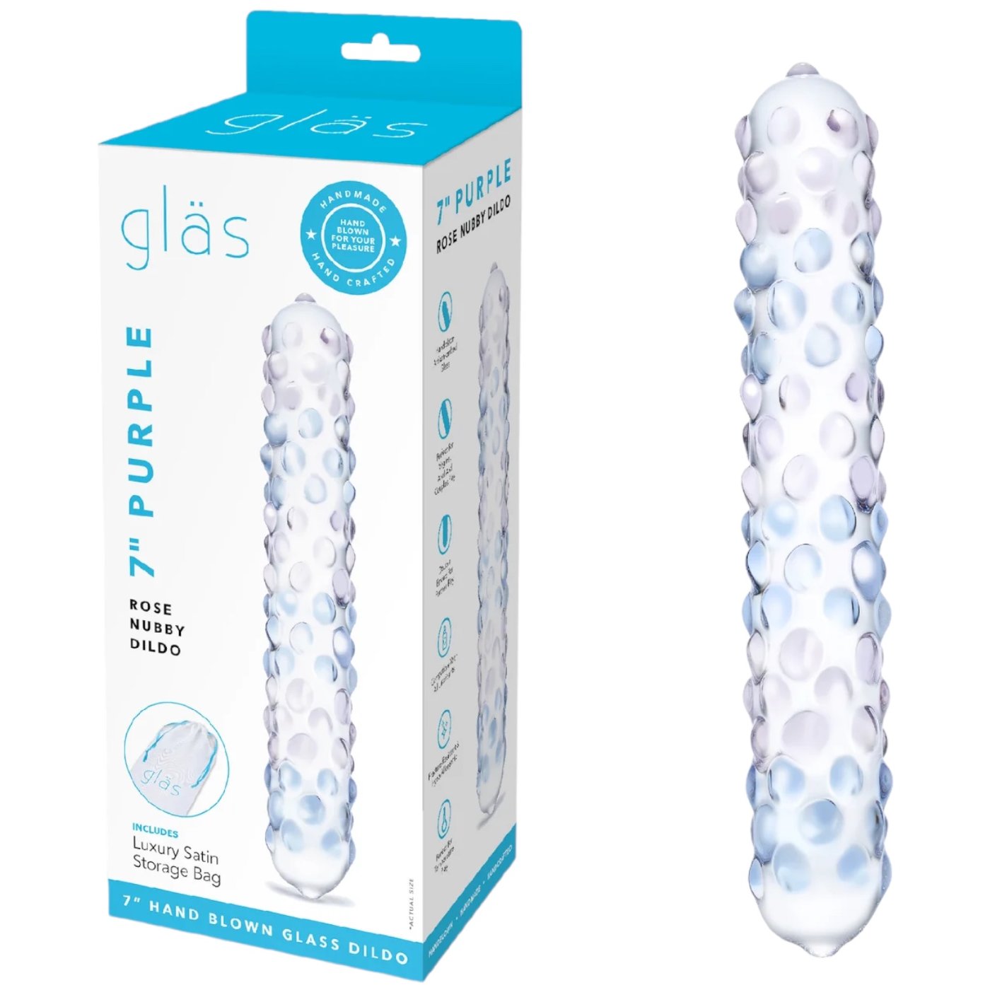 Glas Purple Rose Nubby Glass Dildo 7 Inch