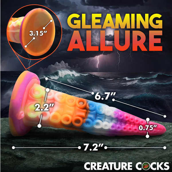 Creature Cocks Luminoctopus Glow in the Dark Tentacle Silicone Dildo 7 Inch