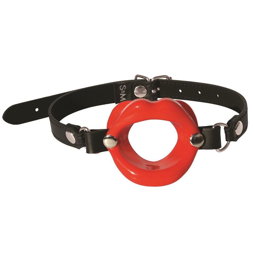 S&amp;M Silicone Lips Open Mouth Gag Red