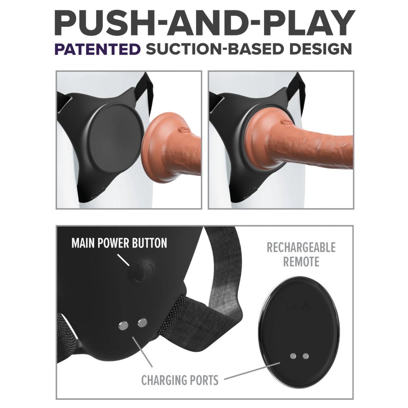 Body Dock G-Spot Pro Strap-On Harness With Vibrating Plug & Remote
