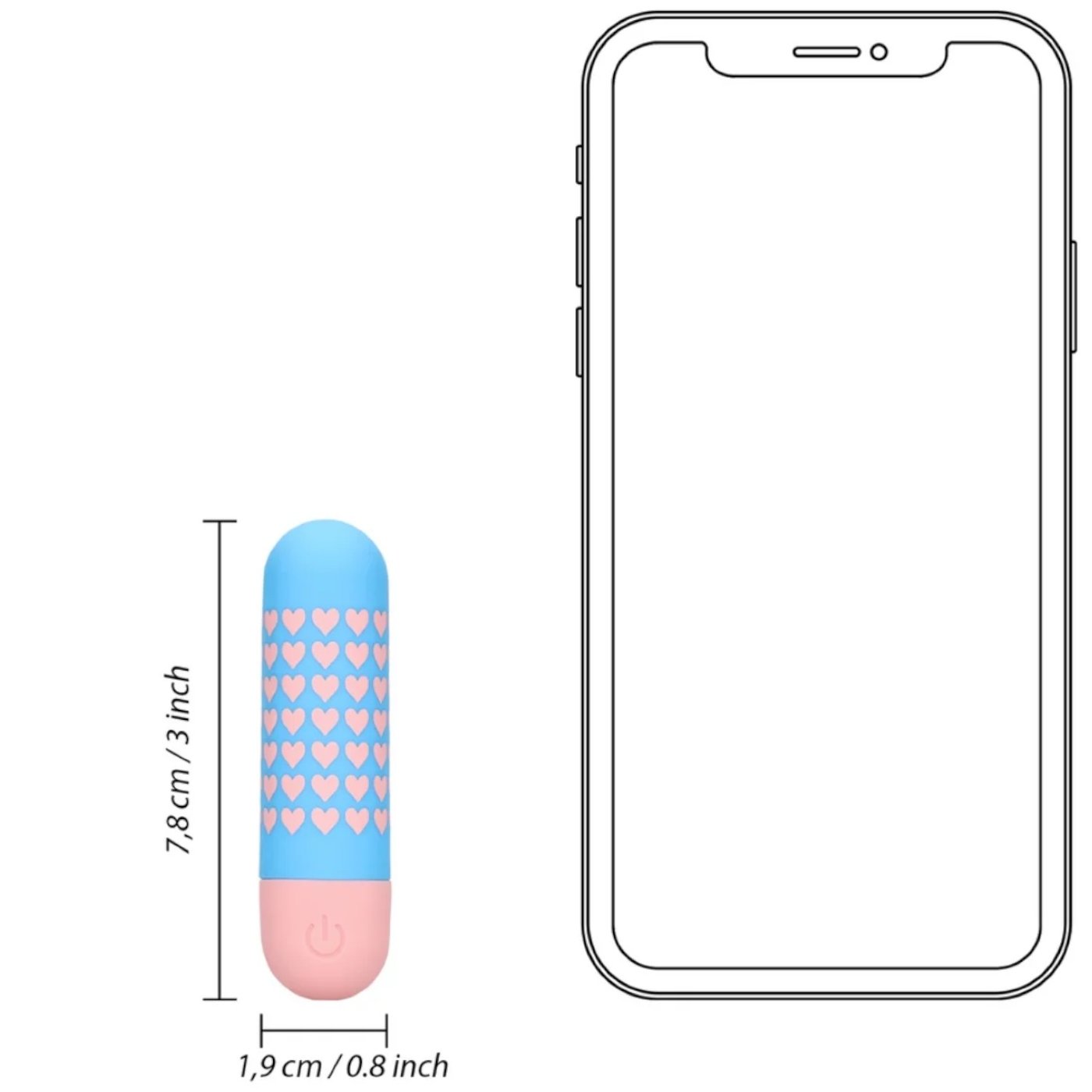 S-Line Heart To Get Rechargeable Bullet Vibrator Blue & Pink