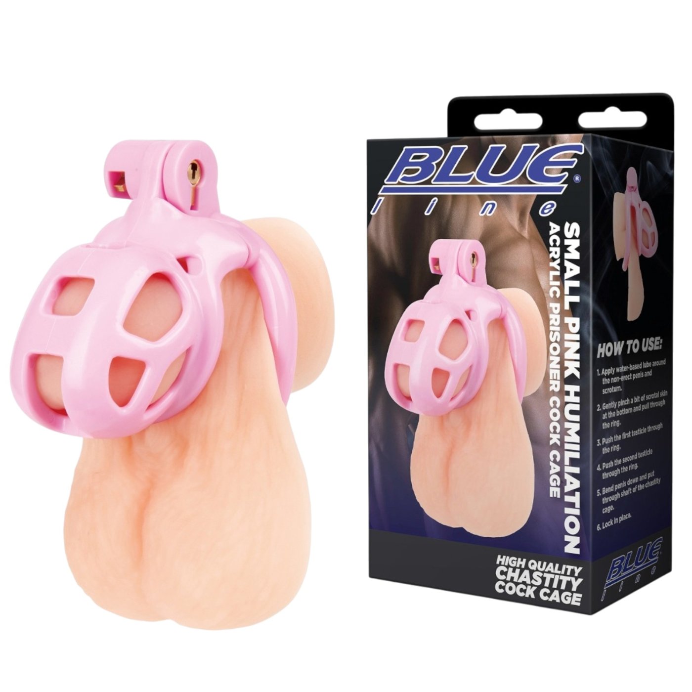 Blue Line Humiliation Prisoner Small Pink Chastity Cage