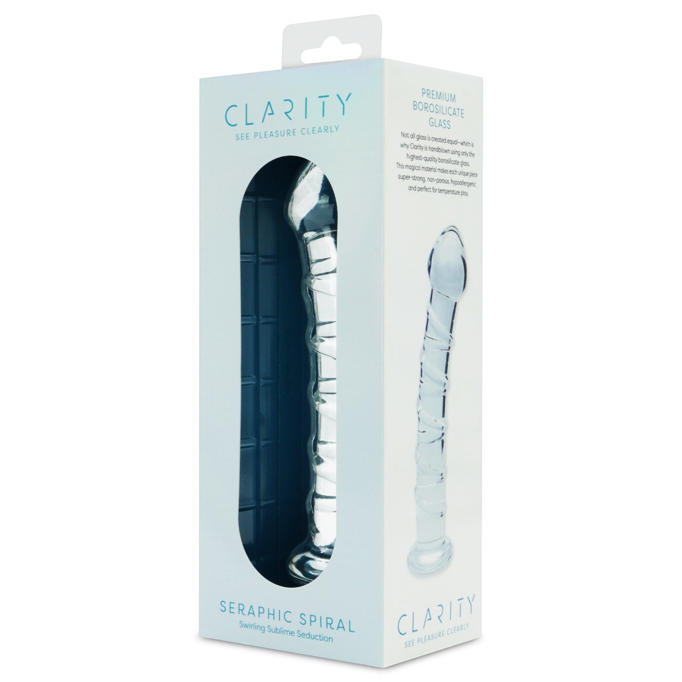 Clarity Seraphic Spiral Ribbed Glass Dildo 6.8 Inch