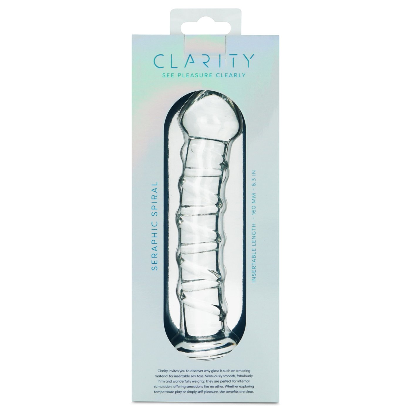 Clarity Seraphic Spiral Ribbed Glass Dildo 6.8 Inch