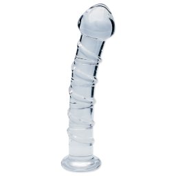 Clarity Seraphic Spiral Ribbed Glass Dildo 6.8 Inch
