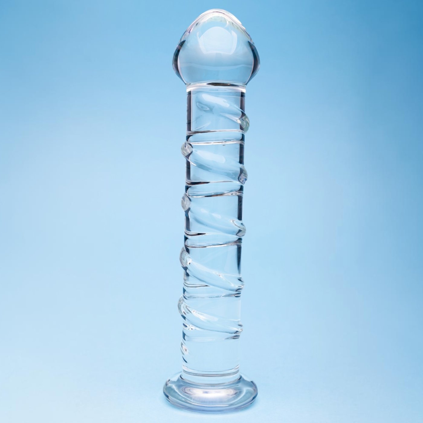 Clarity Seraphic Spiral Ribbed Glass Dildo 6.8 Inch